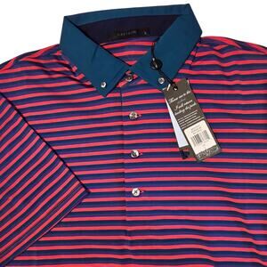 NWT Greyson Okena Golf Polo Shirt in Sea Turtle Purple & Teal sz L Button Collar